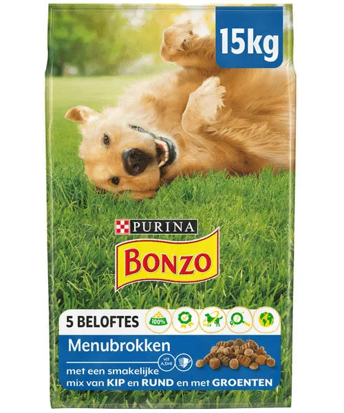 Bonzo Adult Menubrokken met Rund, Kip en Groenten Onlinedierenwereld.nl