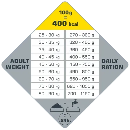 Voedingsschema Opti Life Adult Maxi (Glutenvrije voeding)