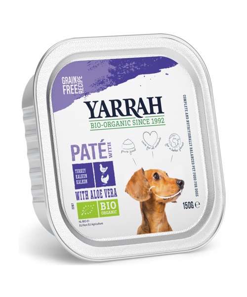 Yarrah Bio nat hondenvoer paté Kalkoen (12x150g)