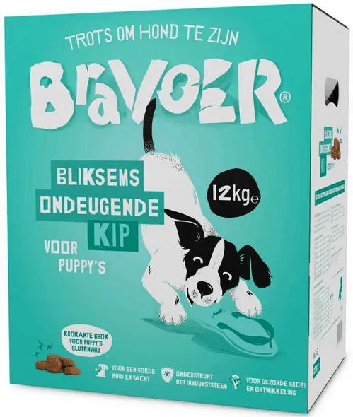 Bravoer Bliksems Ondeugende Kip voor Puppy's 12 kg (Krokant)