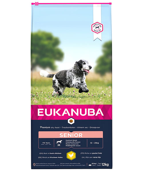 Eukanuba Caring Senior Medium Breed Kip (bevat L-carnitine)