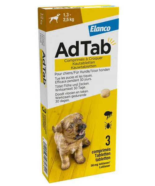 AdTab kauwtabletten honden (tegen vlooien en teken) - Onlinedierenwereld