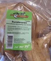 Just4Animals Runderoren (100% gedroogde runderoren)