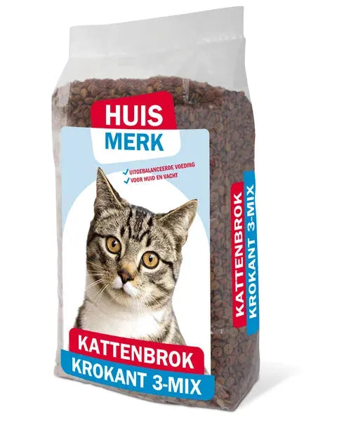 Huismerk Kattenbrok Krokant 3-Mix (Volledige diervoeding)