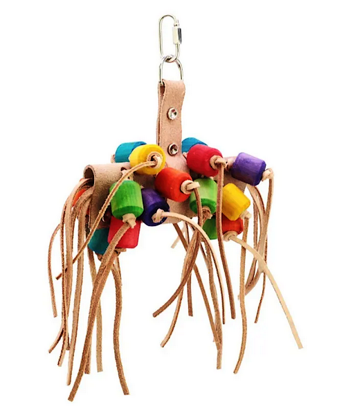 Keddoc juguete para pájaros Cordón de cuero Multicolor