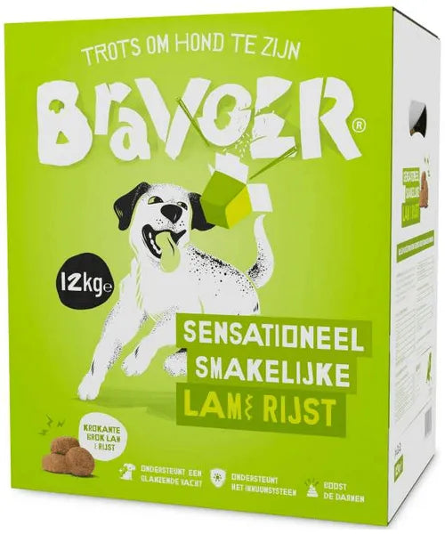 Bravoer Sensationeel Smakelijke Lam &amp; Rijst 12 kg (Krokante brok)