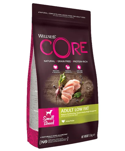 Wellness CORE Small Breed Adult Low Fat Kalkoen - Onlinedierenwereld