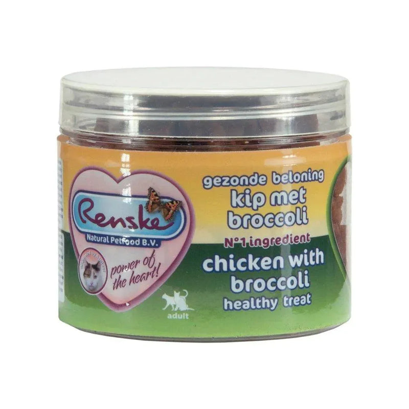 Renske Kat beloning hartjes Kip met Broccoli (6 x 100g) - Onlinedierenwereld