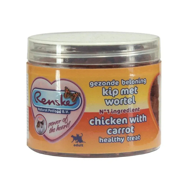 Renske Kat beloning hartjes Kip met Wortel (6 x 100g) - Onlinedierenwereld