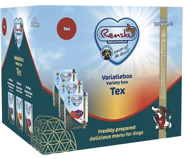 Renske Variatiebox Tex Eend|Kip|Rund (30 x 185g) - Onlinedierenwereld